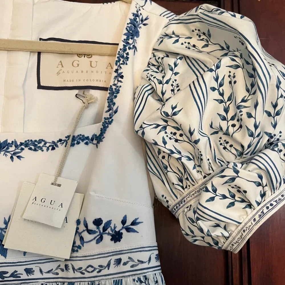 NWT Agua by Agua Bendita Pistachio Embroidered Dress Size L - Picture 7 of 8
